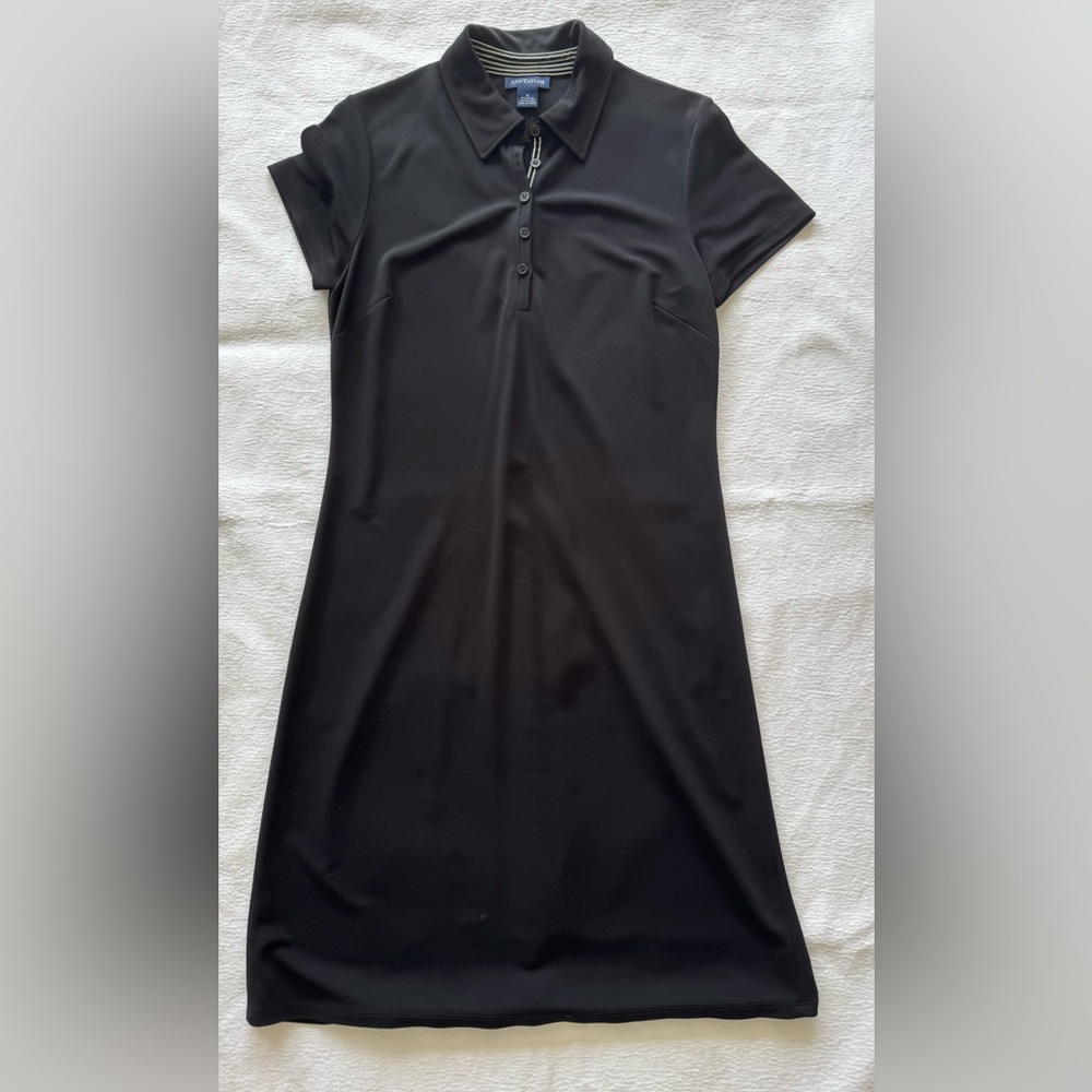 EUC Ann Taylor Classic Black Midi Matte Jersey Dress 8